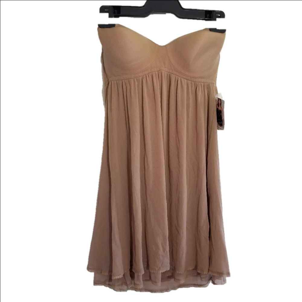 NWT On Gossamer Adjustable Slip Bra Nude Beige Size 36B Strapless